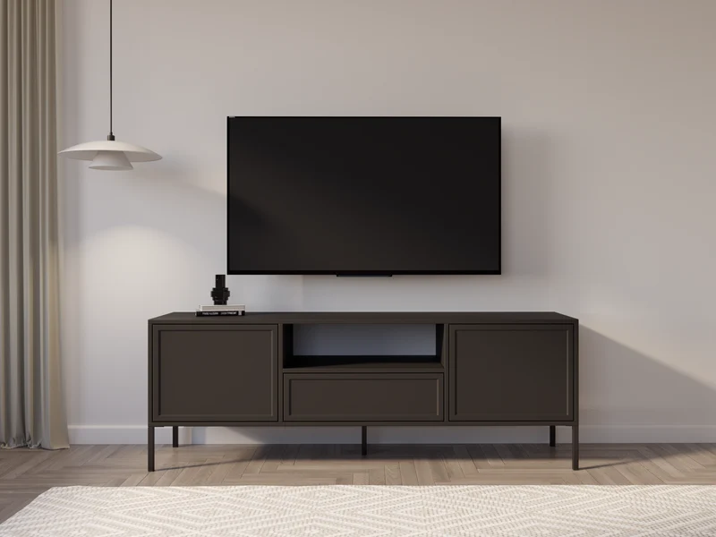 TV-Schrank Velveto, zweitürig mit Schublade und Nische, 160 cm, schwarz