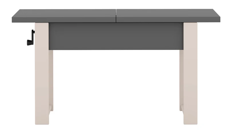 Ausziehbarer Couchtisch Hugo 120(157)x67 cm, grau mit Diamantmuster und Kaschmirbeinen