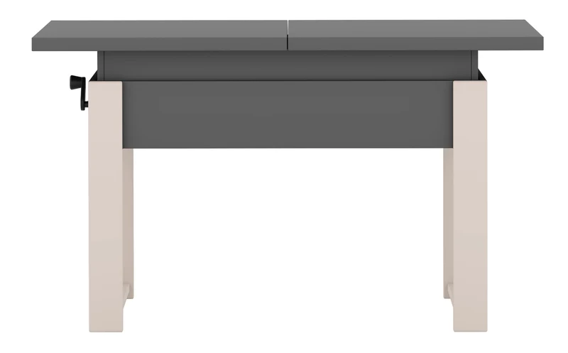 Ausziehbarer Couchtisch Hugo 120(157)x67 cm, grau mit Diamantmuster und Kaschmirbeinen