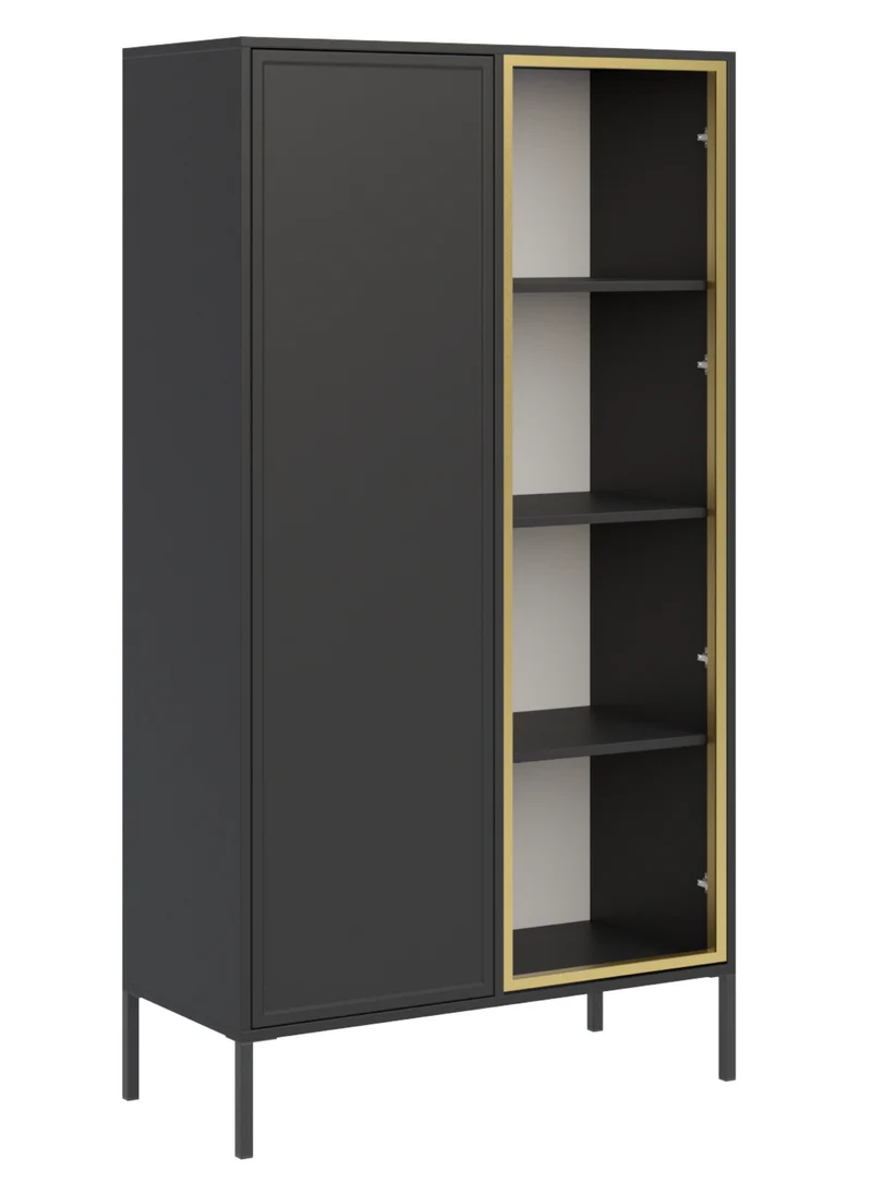 Zweiflügeliger Velveto-Schrank mit Glastür, 90 cm, schwarz