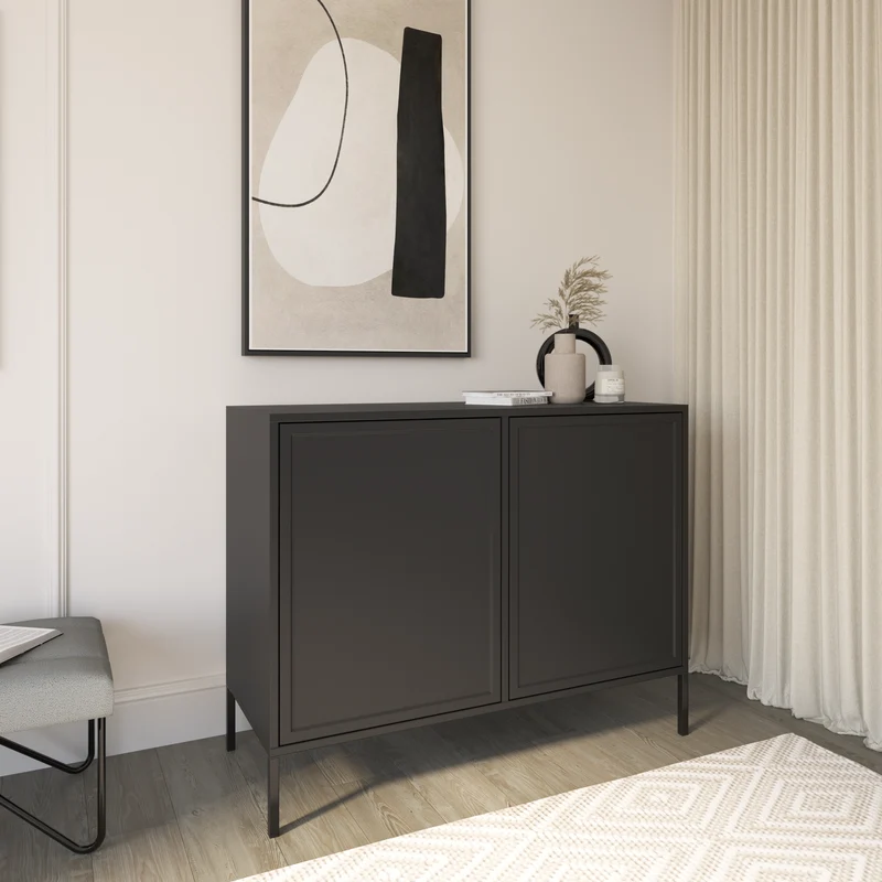 Velveto 100 cm zweiflügelige Kommode in Schwarz