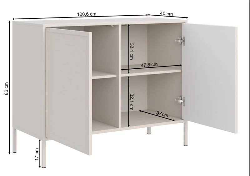 Velveto zweitürige Kommode 100 cm weiß