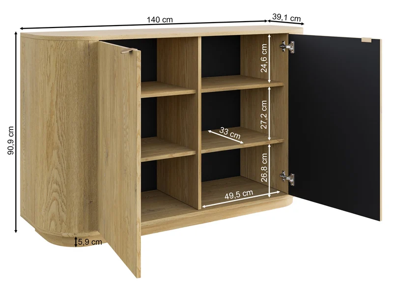 Zweittürige Kommode Coru 140 cm Eiche Cremona Torro