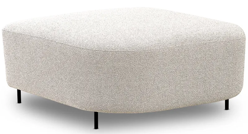 Modulares Ecksofa Lanomi, L-förmig, rechtsseitig, cremefarbenes Bouclé