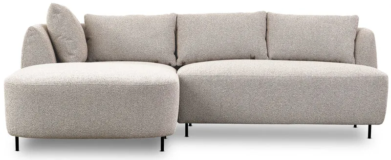 Modulares Ecksofa Lanomi L-förmig, linksseitig, grau-beiges Bouclé