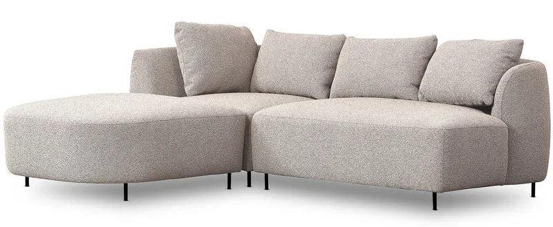 Modulares Ecksofa Lanomi L-förmig, linksseitig, grau-beiges Bouclé