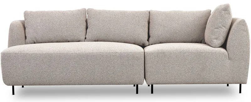 Modulares Sofa Lanomi in grau-beigem Bouclé