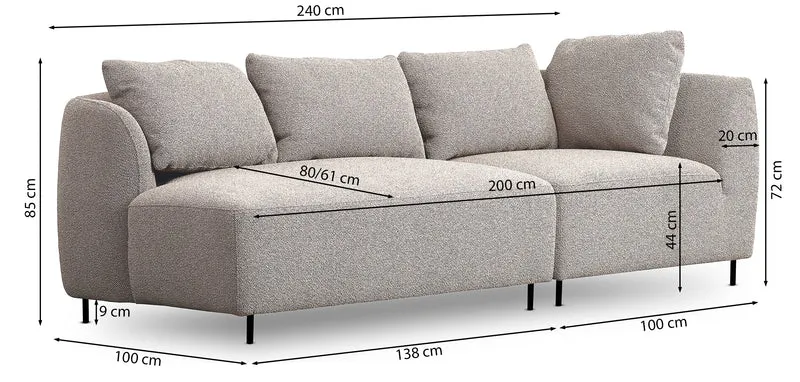 Modulares Sofa Lanomi in beige Bouclé