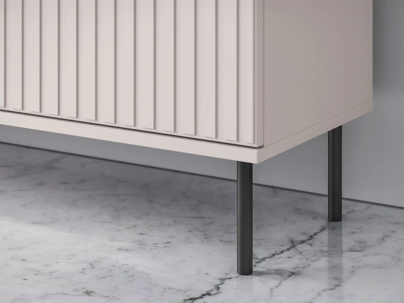 Zweiturige TV-Kommode Caletto mit Klappe und Regal, 180 cm, dekorative Lamellen Kaschmir