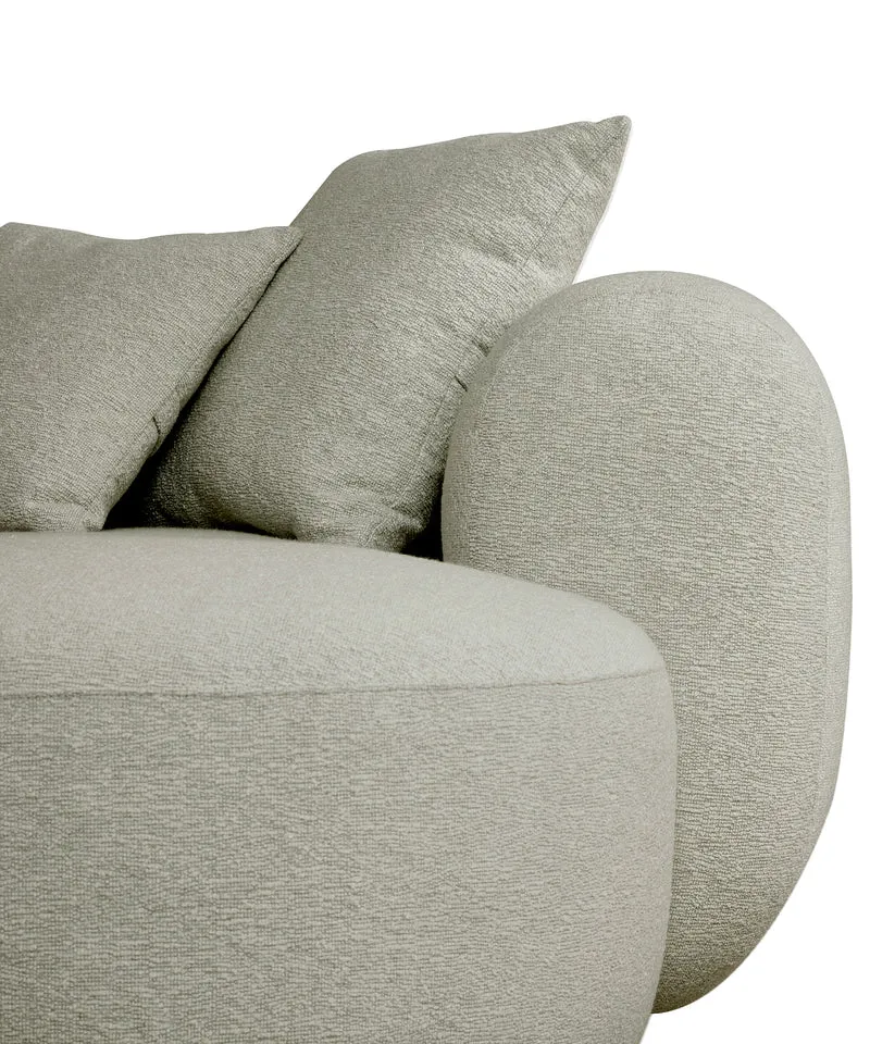 Modulare Eckcouch Baomi, großes L-förmiges Sofa mit Hocker, linksseitig, salbeigrüner Chenille-Stoff
