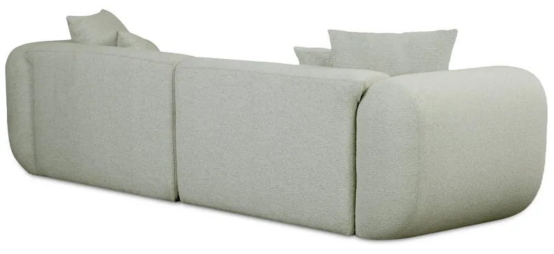 Modulares Ecksofa Baomi, L-förmig, mit Pouf, linksseitig, Salbeigrün, Chenille