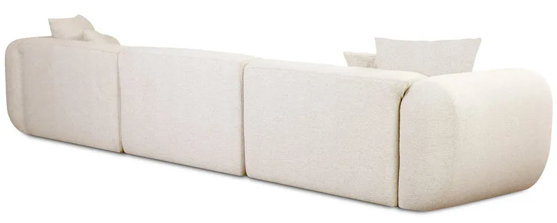 Modulares Ecksofa Baomi, groß, L-förmig, rechtsseitig, cremefarben, Chenille