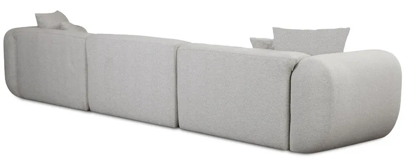 Modulares Ecksofa Baomi, groß, L-förmig, linksseitig, hellgrauer Chenille-Stoff