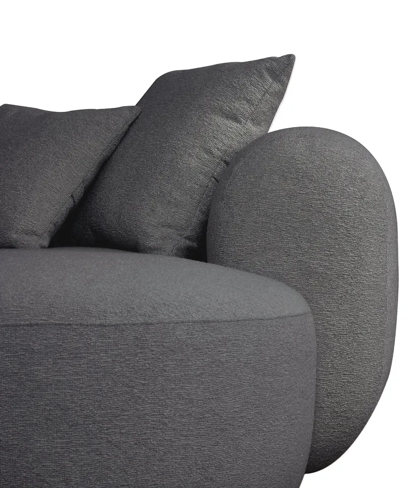 Modulares Ecksofa Baomi L-förmig groß, linksseitig, dunkelgrauer Chenille-Stoff