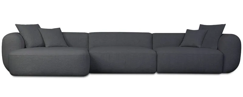 Modulares Ecksofa Baomi L-förmig groß, linksseitig, dunkelgrauer Chenille-Stoff