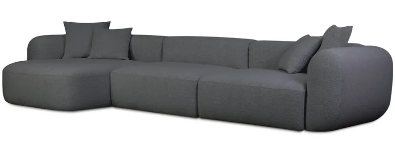 Modulares Ecksofa Baomi L-förmig groß, linksseitig, dunkelgrauer Chenille-Stoff