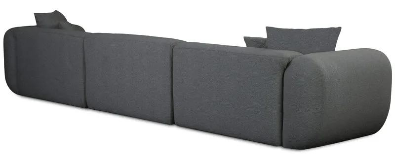 Modulares Ecksofa Baomi L-förmig groß, linksseitig, dunkelgrauer Chenille-Stoff