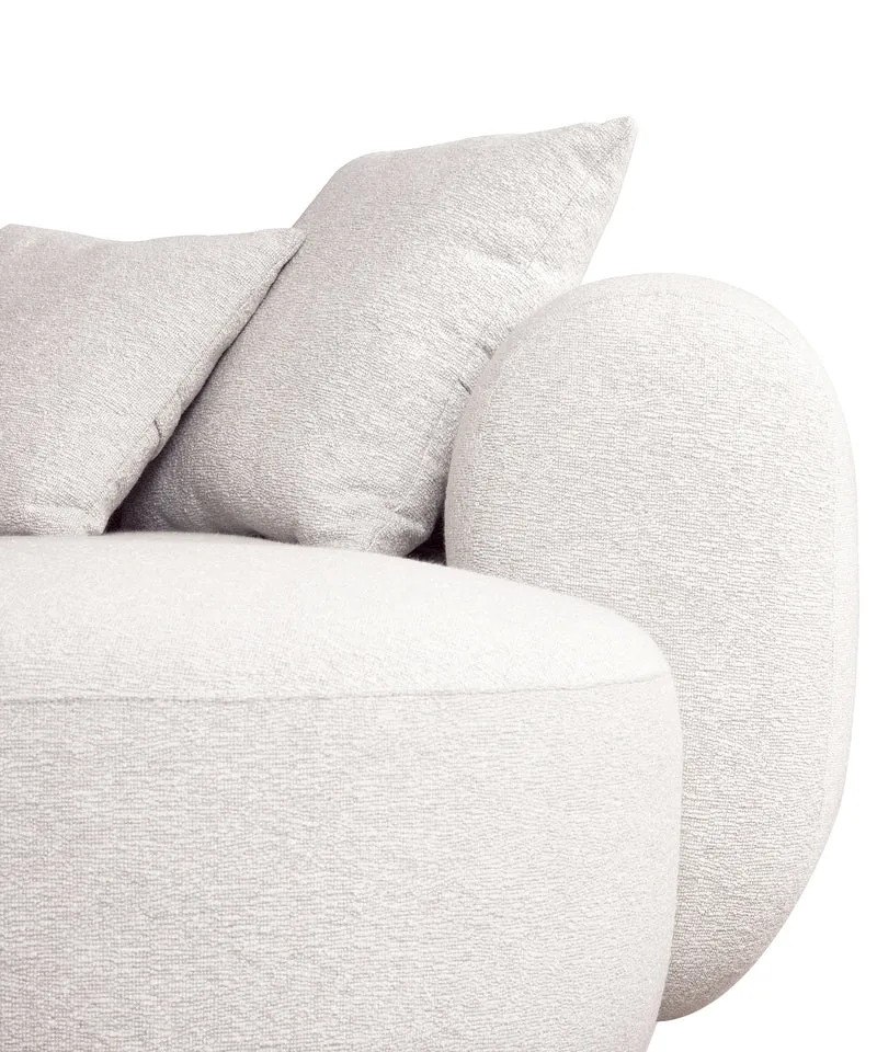 Modulares Baomi Ecksofa in L-Form mit Pouf, rechtsseitig, grau-beige Chenille