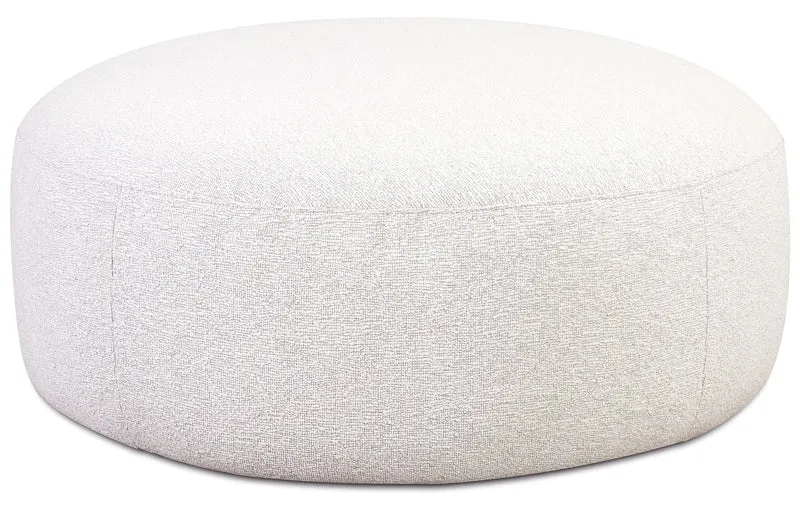 Modulares Baomi Ecksofa in L-Form mit Pouf, rechtsseitig, grau-beige Chenille