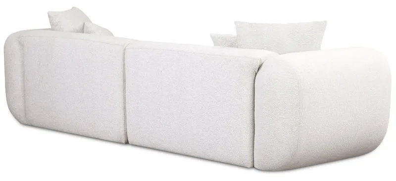 Modulares Baomi Ecksofa in L-Form mit Pouf, rechtsseitig, grau-beige Chenille