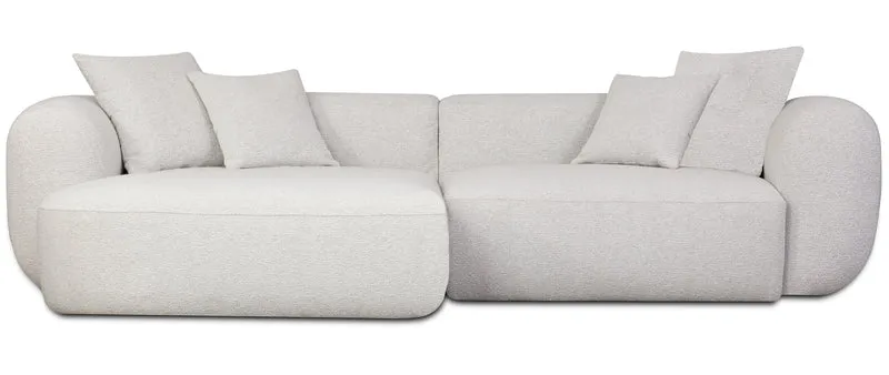 Modulare Eckcouch Baomi L-förmig mit Hocker, linksseitig, grau-beige Chenille