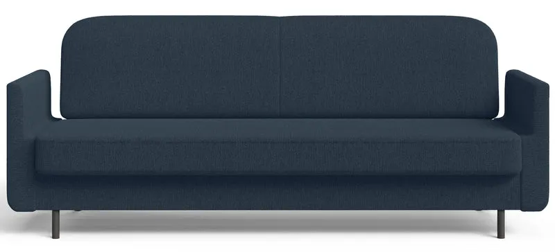 Dreisitziges ausklappbares Sofa Ovelio, marineblauer Chenille-Stoff, wasserabweisend