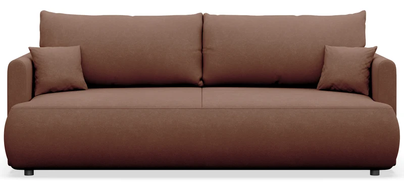 Drei-Sitzer-Schlafsofa Ovo Mini mit Stauraum, hellbeiger Samt, pflegeleicht