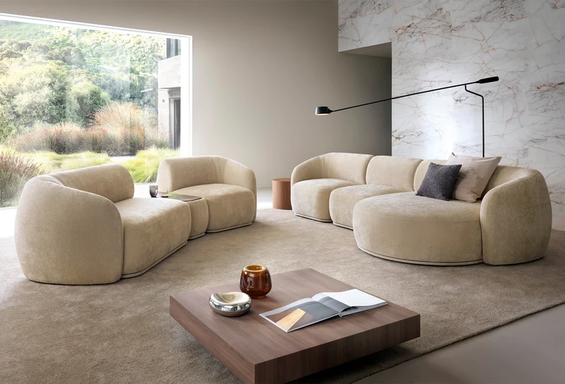 Einzelnes Mittelsegment Bommo beige Chenille