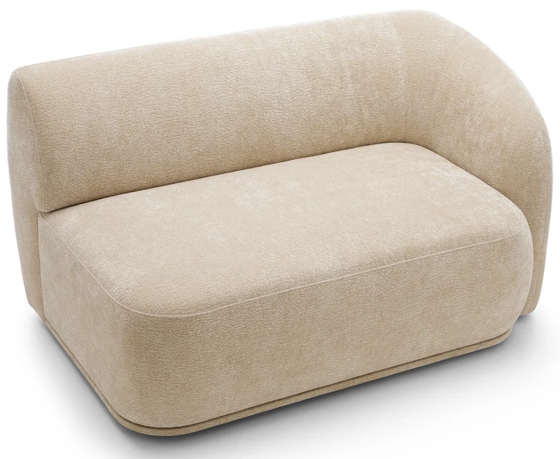 Modulares Ecksofa Bommo L-förmig mit Hocker, linksseitig, beige Chenille