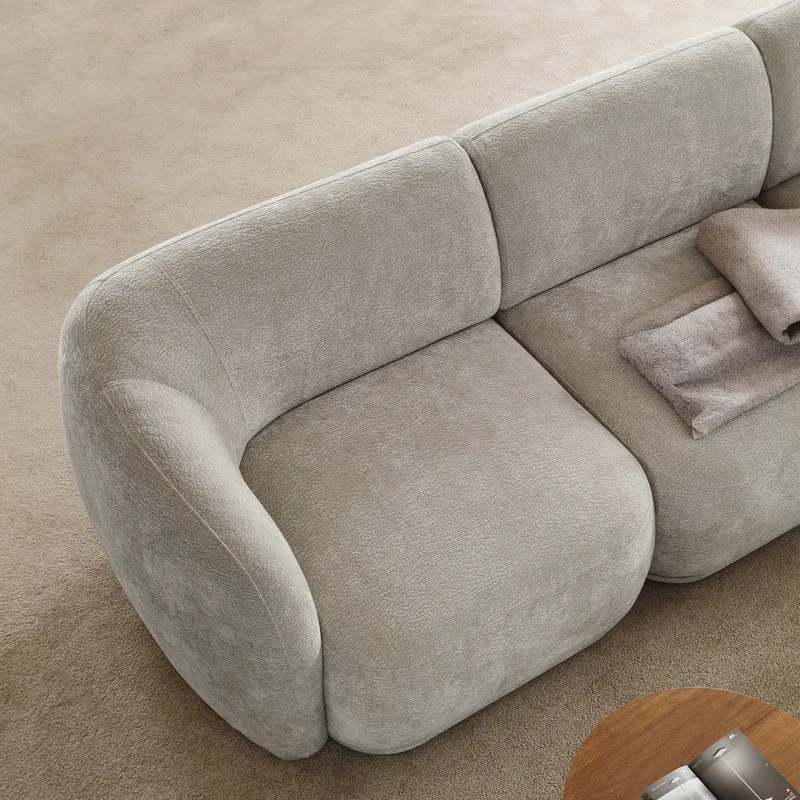 Einzelmodul Bommo linksseitig, grau-beige Chenille