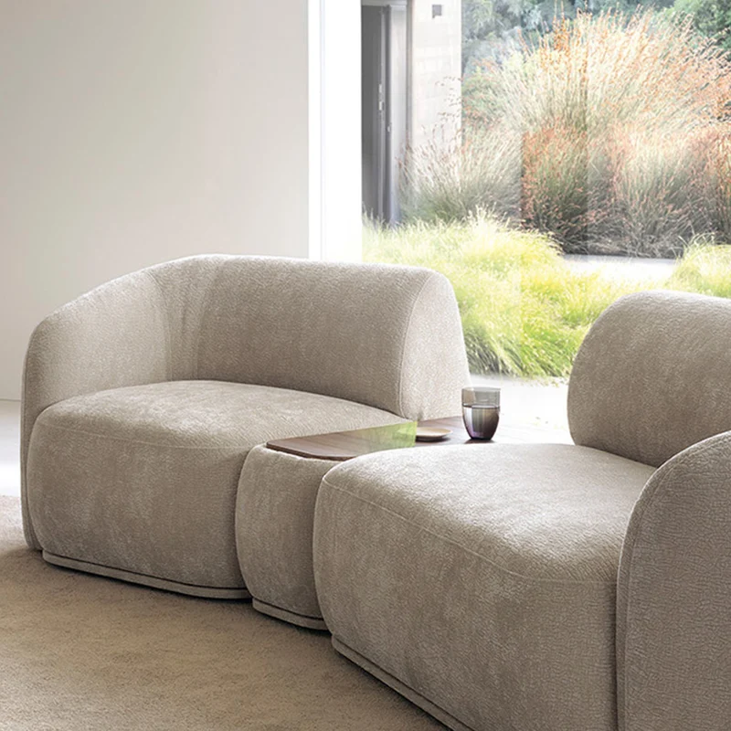 Einzelmodul Bommo linksseitig, grau-beige Chenille