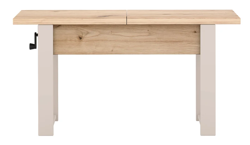 Ausziehbarer Couchtisch Hugo 120(157)x67 cm Artisan-Eiche mit kaschmirfarbenen Beinen