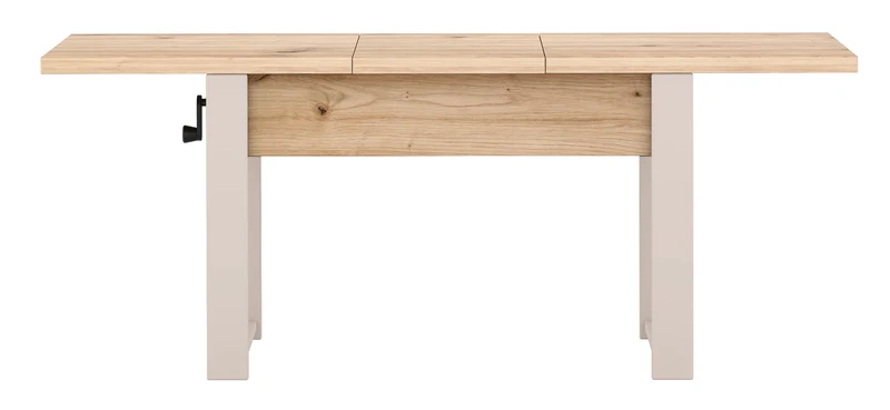 Ausziehbarer Couchtisch Hugo 120(157)x67 cm Artisan-Eiche mit kaschmirfarbenen Beinen