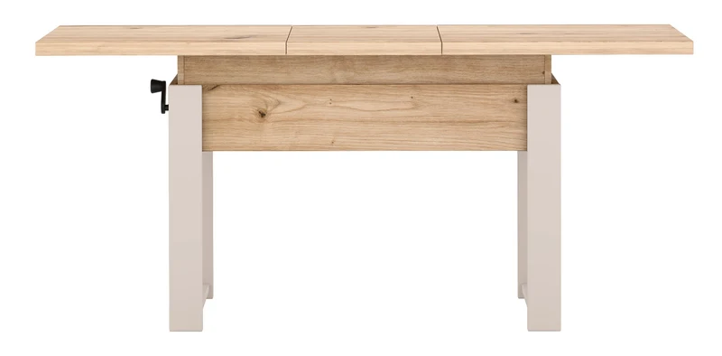 Ausziehbarer Couchtisch Hugo 120(157)x67 cm Artisan-Eiche mit kaschmirfarbenen Beinen