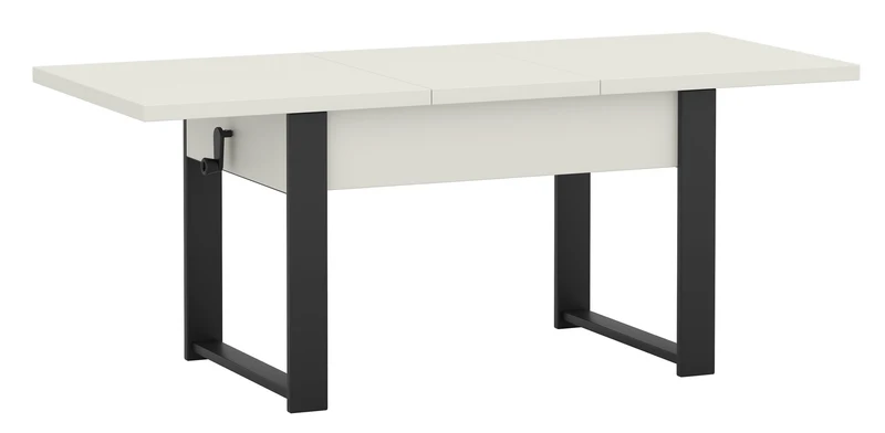 Ausziehbarer Couchtisch Hugo 120(157)x67 cm Alpenweiß mit schwarzen Beinen