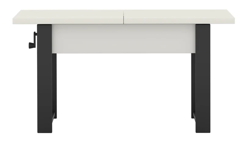 Ausziehbarer Couchtisch Hugo 120(157)x67 cm Alpenweiß mit schwarzen Beinen