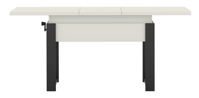 Ausziehbarer Couchtisch Hugo 120(157)x67 cm Alpenweiß mit schwarzen Beinen
