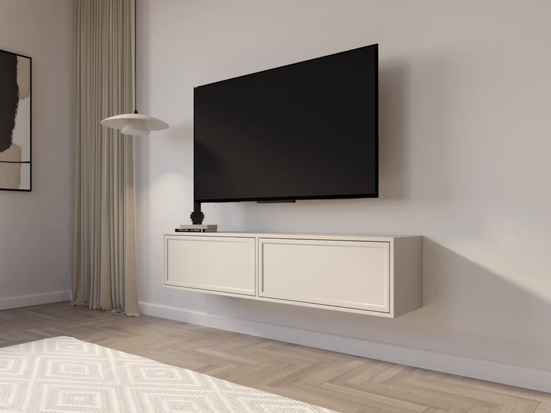 Hängender TV-Schrank Velveto mit zwei Klappen, 140 cm, Kaschmir