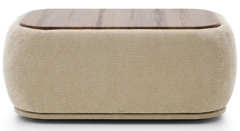 Modulares rechteckiges Hocker mit Platte Bommo in beigem Chenille