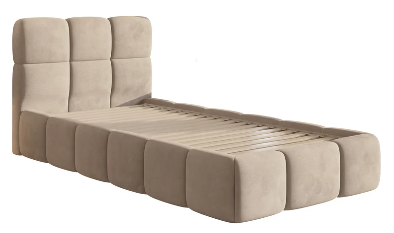 Polsterbett 90x200 cm Cloudy, beige, Velours, wasserabweisend, pflegeleicht