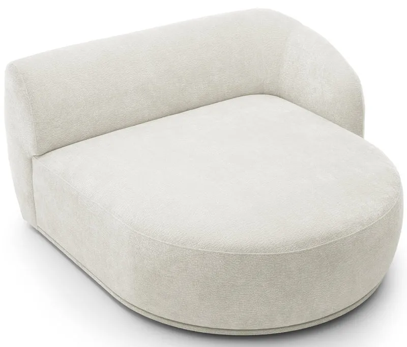Modulares Ecksofa Bommo L-förmig mit Pouf, rechtsseitig, cremefarbenes Chenille