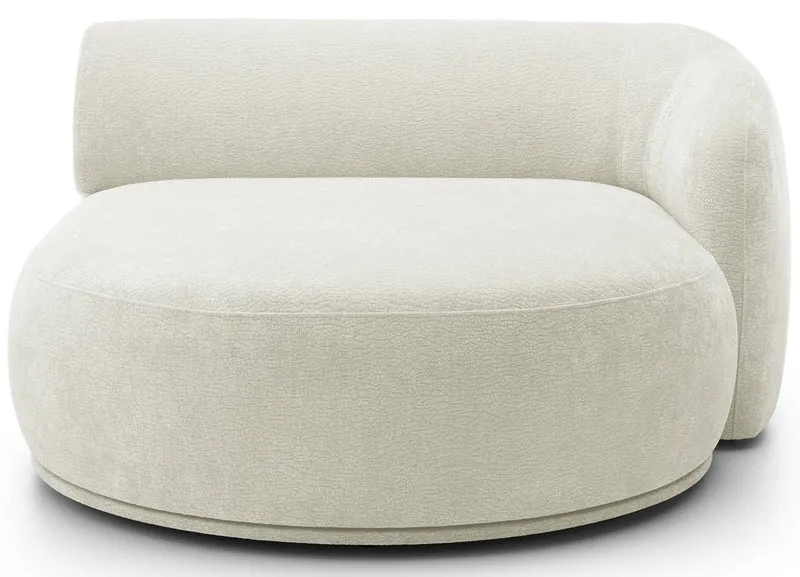 Modulares Ecksofa Bommo L-förmig mit Pouf, rechtsseitig, cremefarbenes Chenille