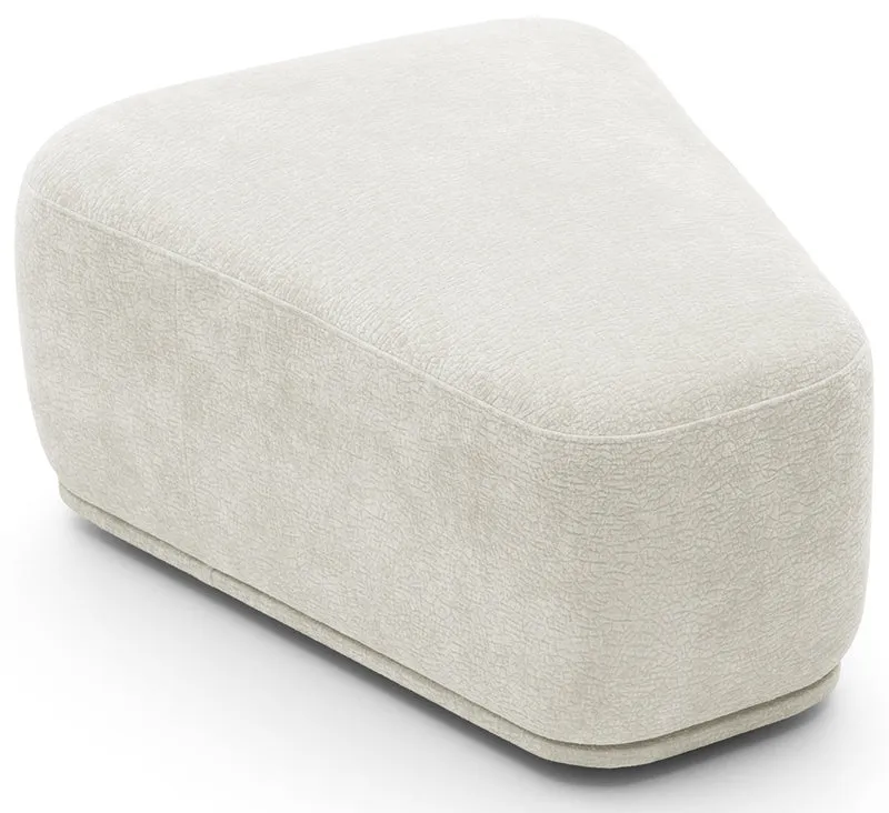 Modulares Ecksofa Bommo L-förmig mit linksseitigem Hocker, cremefarbener Chenillestoff