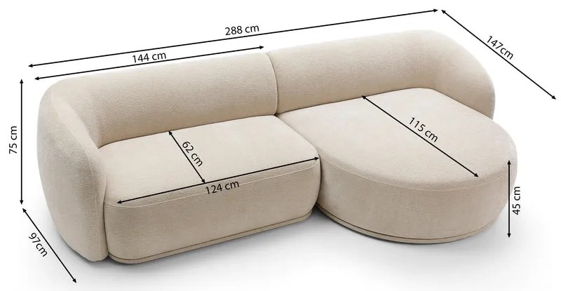 Modulares Ecksofa Bommo L-förmig linksseitig grau-beige Chenille