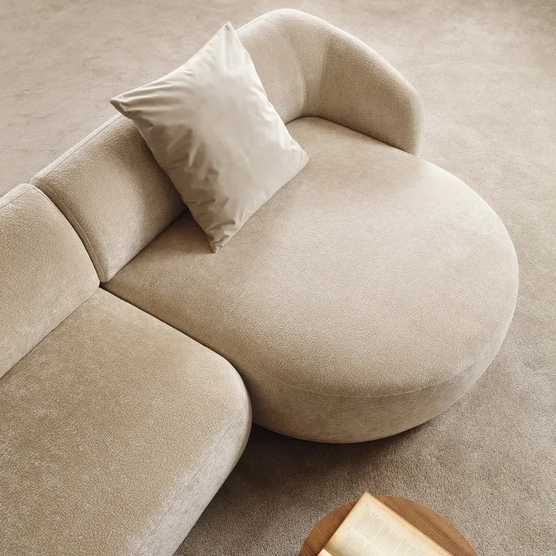 Modulare Ottomane Bommo, rechtsseitig, beige Chenille