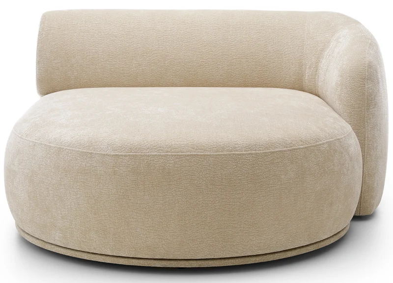 Modulare Ottomane Bommo, rechtsseitig, beige Chenille