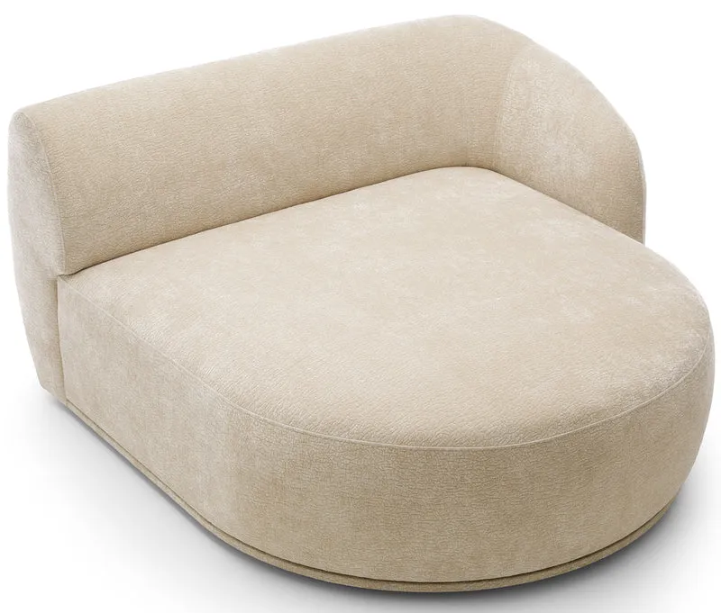 Modulare Ottomane Bommo, rechtsseitig, beige Chenille