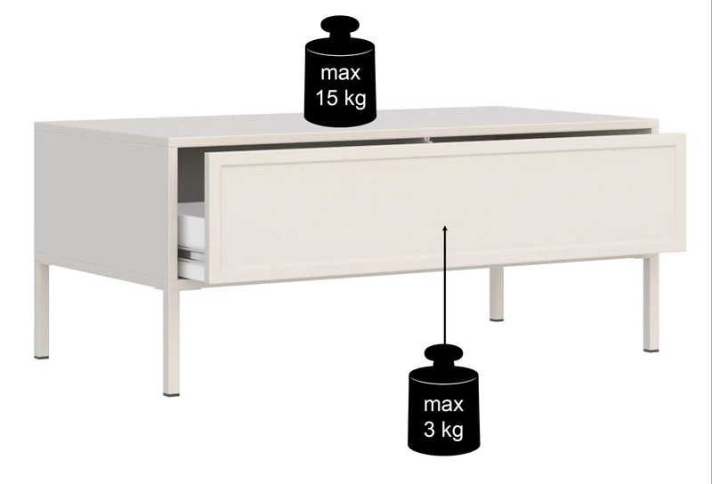 Velveto Couchtisch mit Schublade 100x50 cm weiß