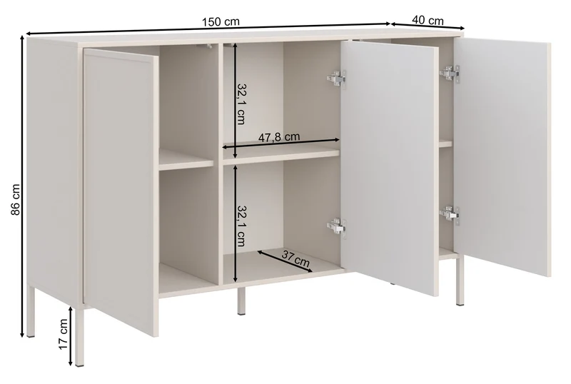 Drehtür-Kommode Velveto 150 cm Kaschmir