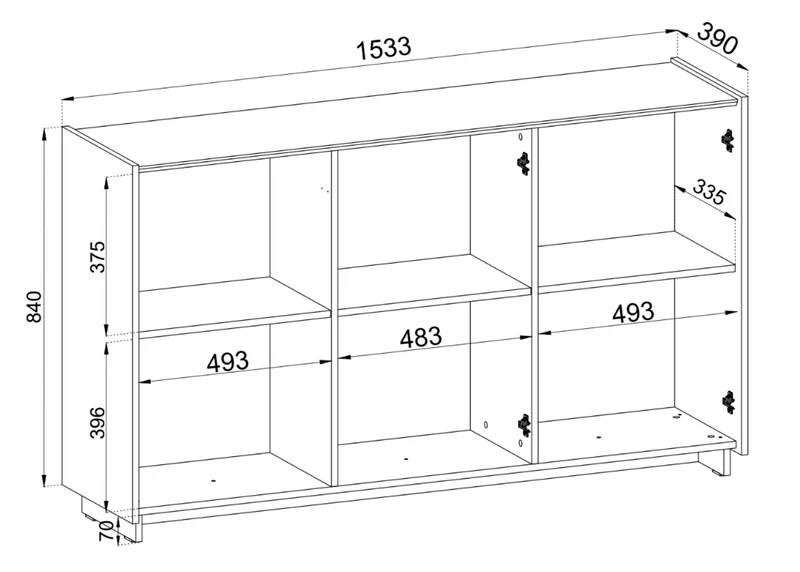 Drehtür-Kommode Magro 153 cm Kaschmir